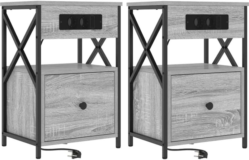 vidaXL Κομοδίνο 2 pcs Γκρι sonoma 40 x 31 x 60 εκ. Επεξεργασμένο ξύλο