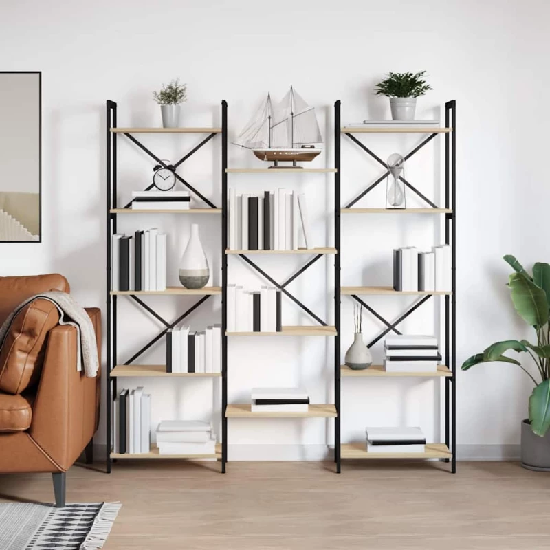 vidaXL Ράφι Βιβλίων Sonoma Δρυς 156 x 25 x 167.5 εκ Επεξεργασμένο ξύλο