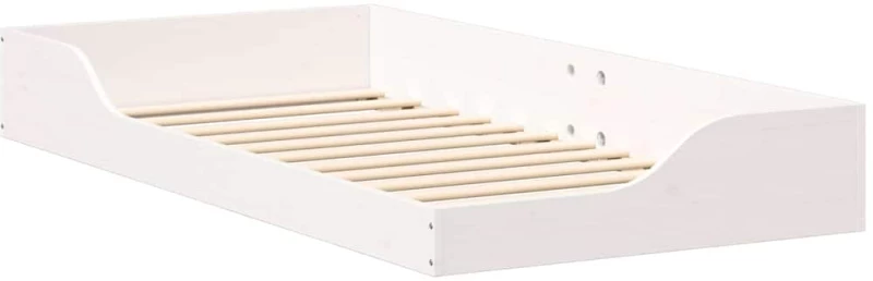 vidaXL Κρεβάτι δαπέδου Λευκό 75 x 190 cm Μασίφ ξύλο πεύκου