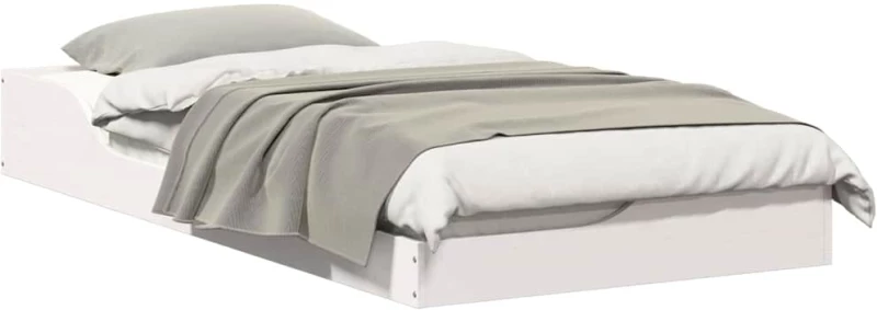 vidaXL Κρεβάτι δαπέδου Λευκό 75 x 190 cm Μασίφ ξύλο πεύκου