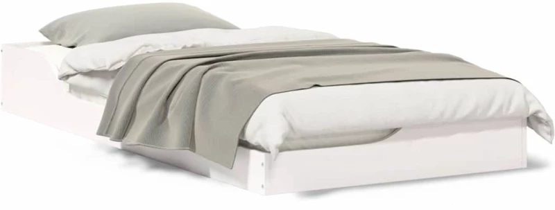 vidaXL Κρεβάτι δαπέδου Λευκό 75 x 190 cm Μασίφ ξύλο πεύκου