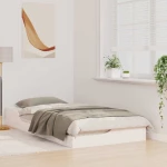 vidaXL Κρεβάτι δαπέδου Λευκό 75 x 190 cm Μασίφ ξύλο πεύκου
