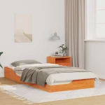 vidaXL Κρεβάτι δαπέδου Καφέ κεριού 100 x 210 cm Μασίφ ξύλο πεύκου