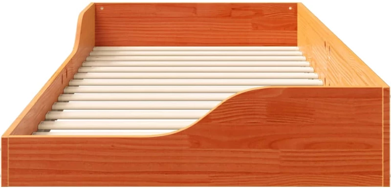 vidaXL Κρεβάτι δαπέδου Καφέ κεριού 100 x 210 cm Μασίφ ξύλο πεύκου