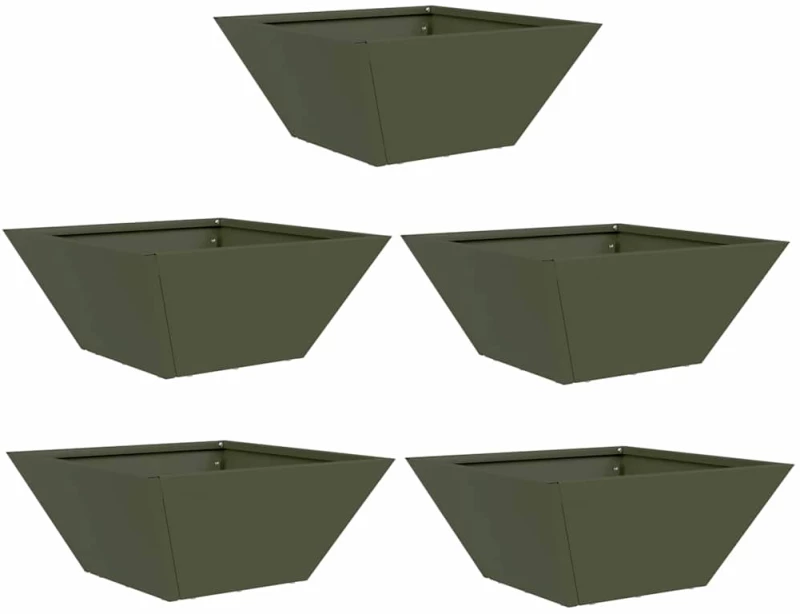 vidaXL Γλάστρα Κήπου 5 pcs Λαδί 35 x 35 x 15 εκ. Ατσάλι