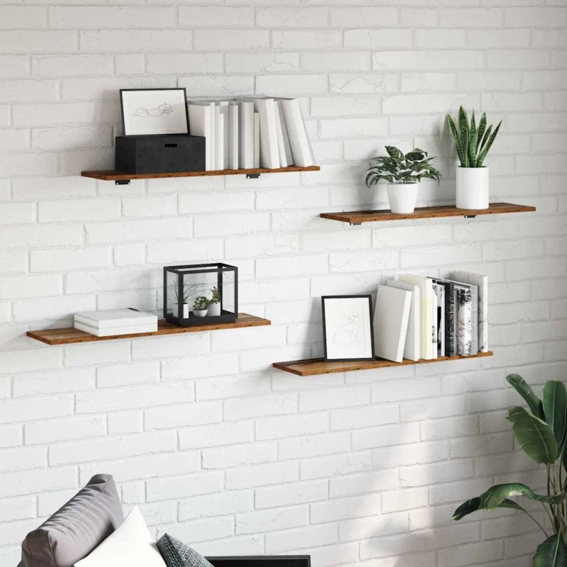 vidaXL Ράφι Βιβλίων 4 pcs Καφέ 80 x 20 x 1.5 cm Επεξεργασμένο ξύλο