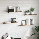 vidaXL Ράφι Βιβλίων 4 pcs Καφέ 80 x 20 x 1.5 cm Επεξεργασμένο ξύλο