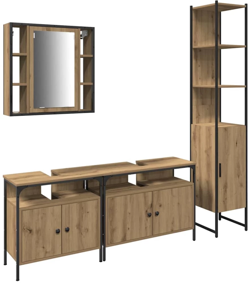 vidaXL Σετ Ντουλαπιών Μπάνιου 4 pcs artisan δρυς 33 x 33 x 185.5 εκ