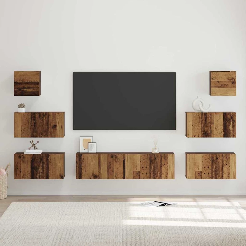 vidaXL Σετ επίπλου τηλεόρασης 8 pcs Παλαιό ξύλο 60 x 30 x 30 cm