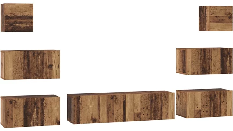 vidaXL Σετ επίπλου τηλεόρασης 8 pcs Παλαιό ξύλο 60 x 30 x 30 cm