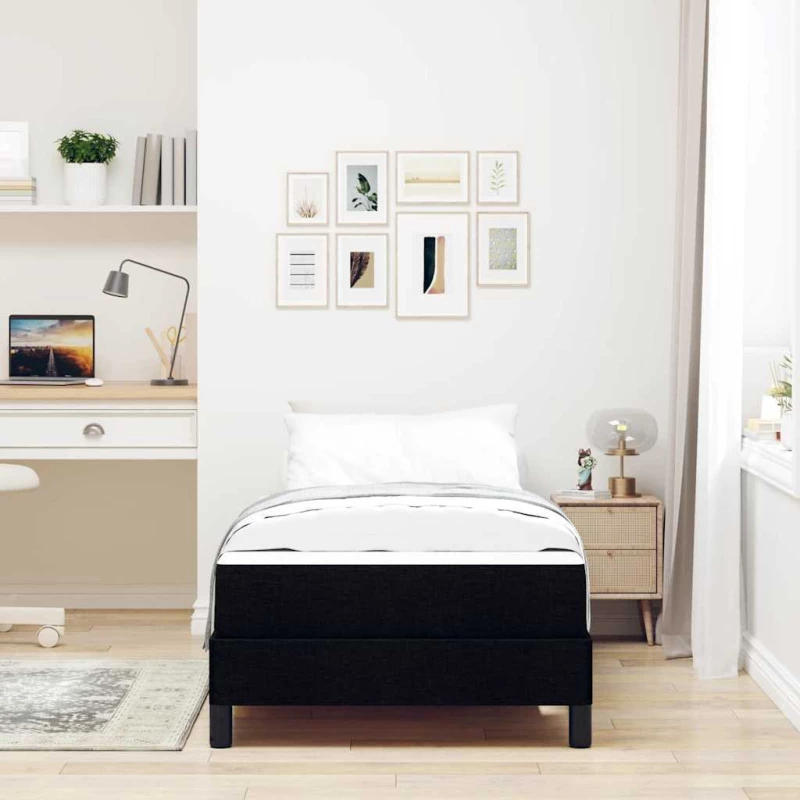 vidaXL Κρεβάτι με ελατήρια με στρώμα Μαύρο 90 x 200 cm ύφασμα