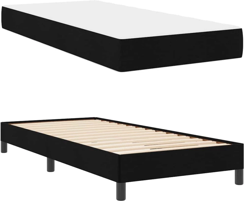 vidaXL Κρεβάτι με ελατήρια με στρώμα Μαύρο 90 x 200 cm ύφασμα