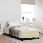 vidaXL Κρεβάτι με ελατήρια με στρώμα Κρεμ 100 x 200 cm ύφασμα