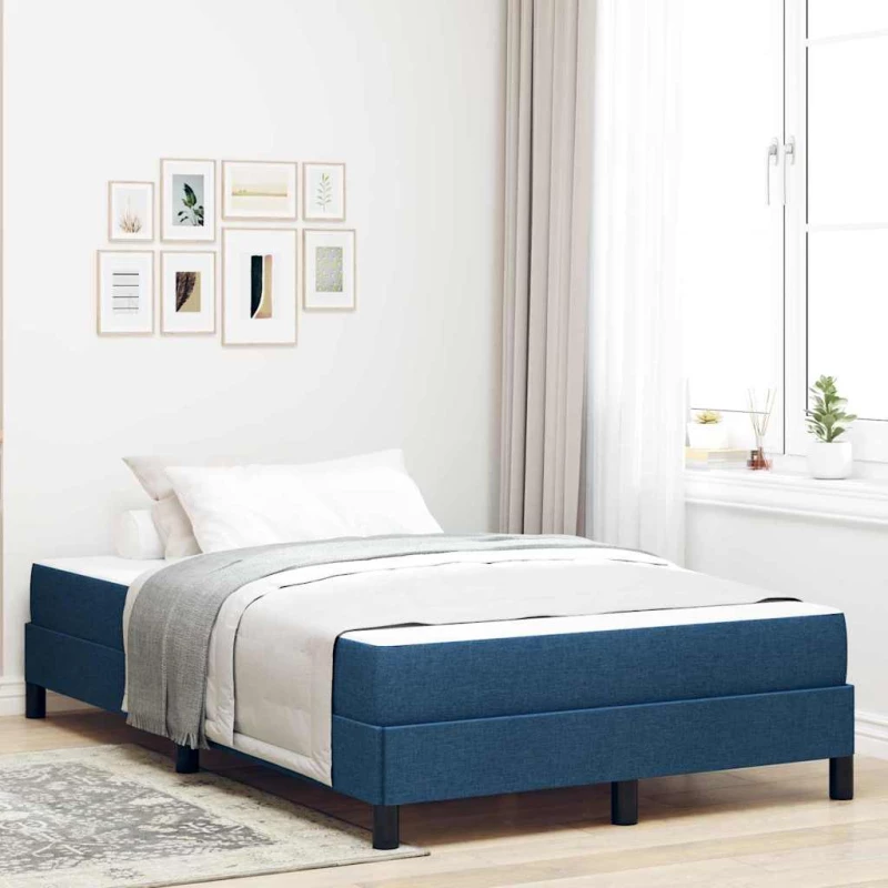 vidaXL Κρεβάτι με ελατήρια με στρώμα Μπλε 120 x 200 cm ύφασμα