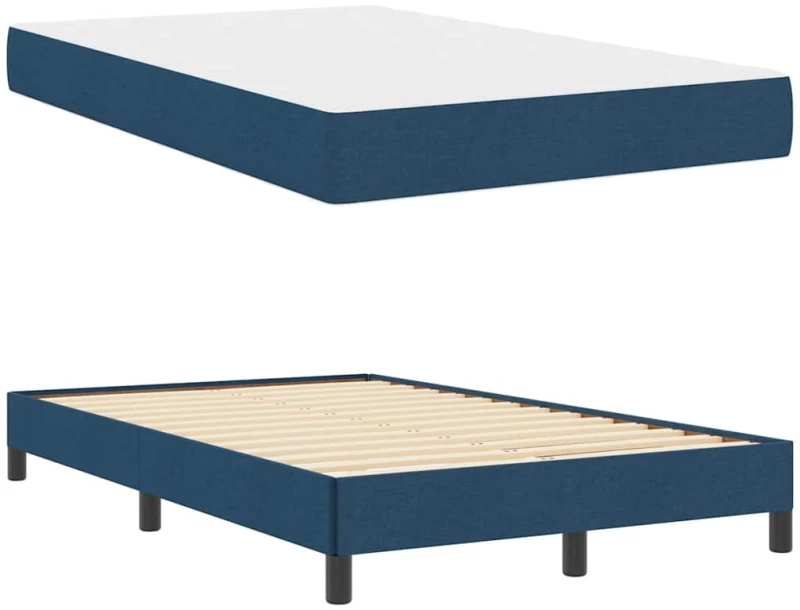 vidaXL Κρεβάτι με ελατήρια με στρώμα Μπλε 120 x 200 cm ύφασμα