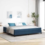 vidaXL Κρεβάτι με ελατήρια με στρώμα Μπλε 200 x 200 cm ύφασμα