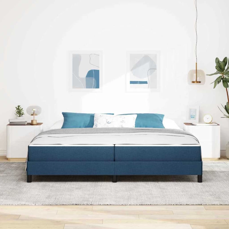 vidaXL Κρεβάτι με ελατήρια με στρώμα Μπλε 200 x 200 cm ύφασμα