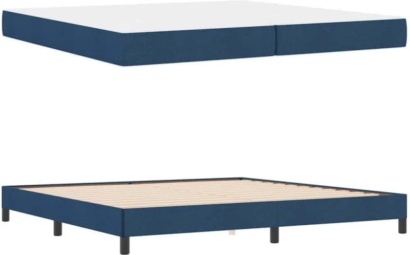 vidaXL Κρεβάτι με ελατήρια με στρώμα Μπλε 200 x 200 cm ύφασμα