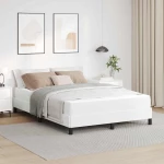 vidaXL Κρεβάτι με στρώμα Καθαρό Λευκό 140 x 190 cm Τεχνητό δέρμα