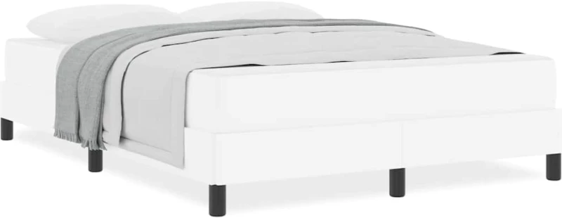 vidaXL Κρεβάτι με στρώμα Καθαρό Λευκό 140 x 190 cm Τεχνητό δέρμα