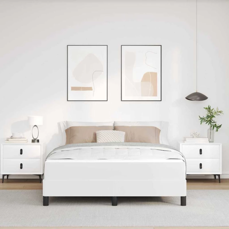 vidaXL Κρεβάτι με στρώμα Καθαρό Λευκό 140 x 190 cm Τεχνητό δέρμα