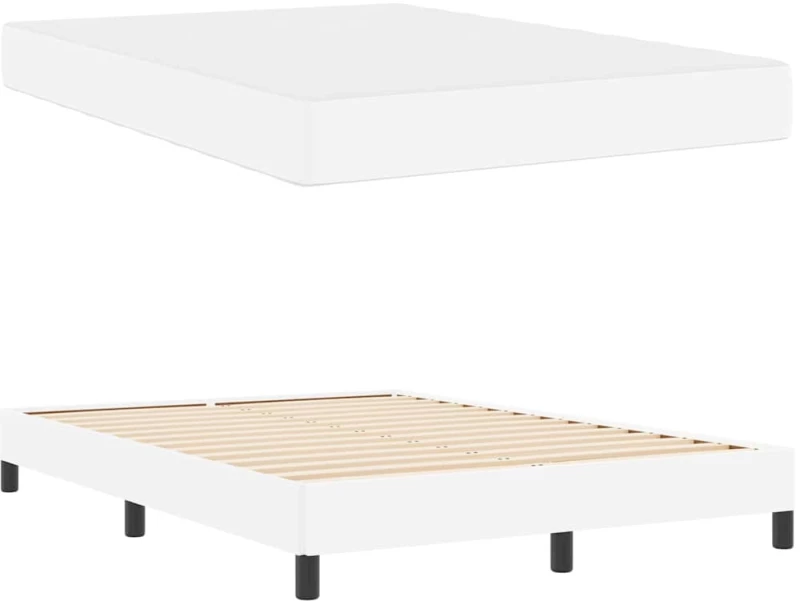 vidaXL Κρεβάτι με στρώμα Καθαρό Λευκό 140 x 190 cm Τεχνητό δέρμα