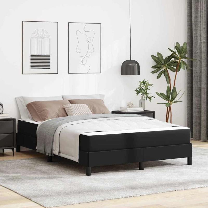 vidaXL Κρεβάτι με στρώμα Μαύρο 160 x 200 cm Τεχνητό δέρμα