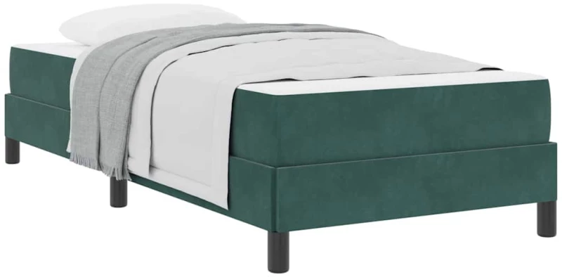 vidaXL Κρεβάτι box spring με στρώμα Σκούρο Πράσινο 80 x 200 cm Βελούδο