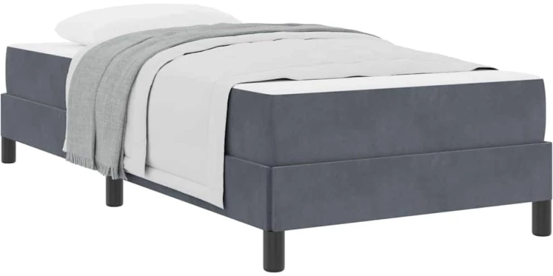 vidaXL Κρεβάτι box spring με στρώμα Σκούρο Γκρι 90 x 200 cm Βελούδο