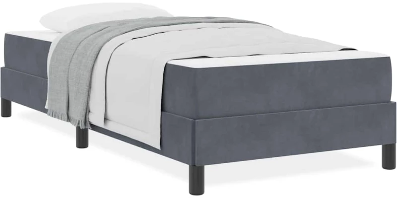 vidaXL Κρεβάτι box spring με στρώμα Σκούρο Γκρι 90 x 200 cm Βελούδο
