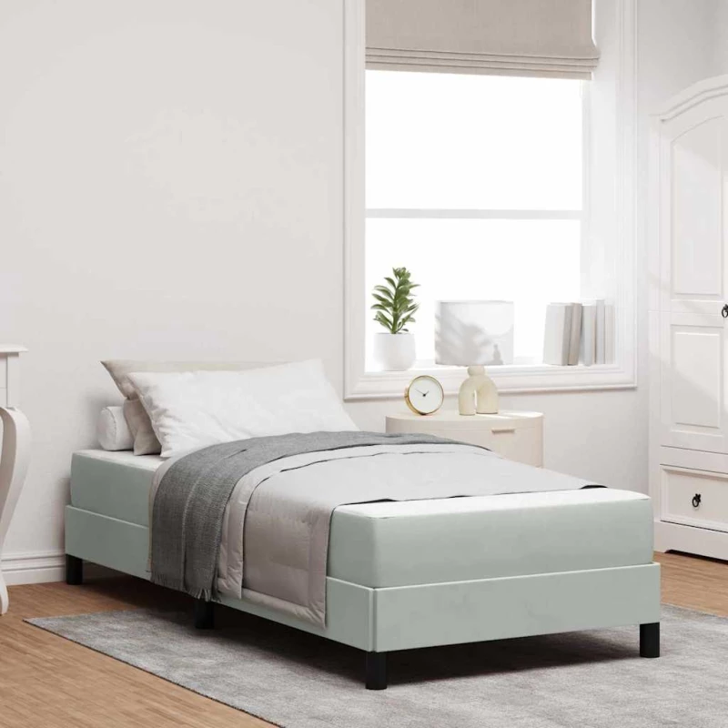 vidaXL Κρεβάτι box spring με στρώμα Ανοιχτό γκρι 100 x 200 cm Βελούδο