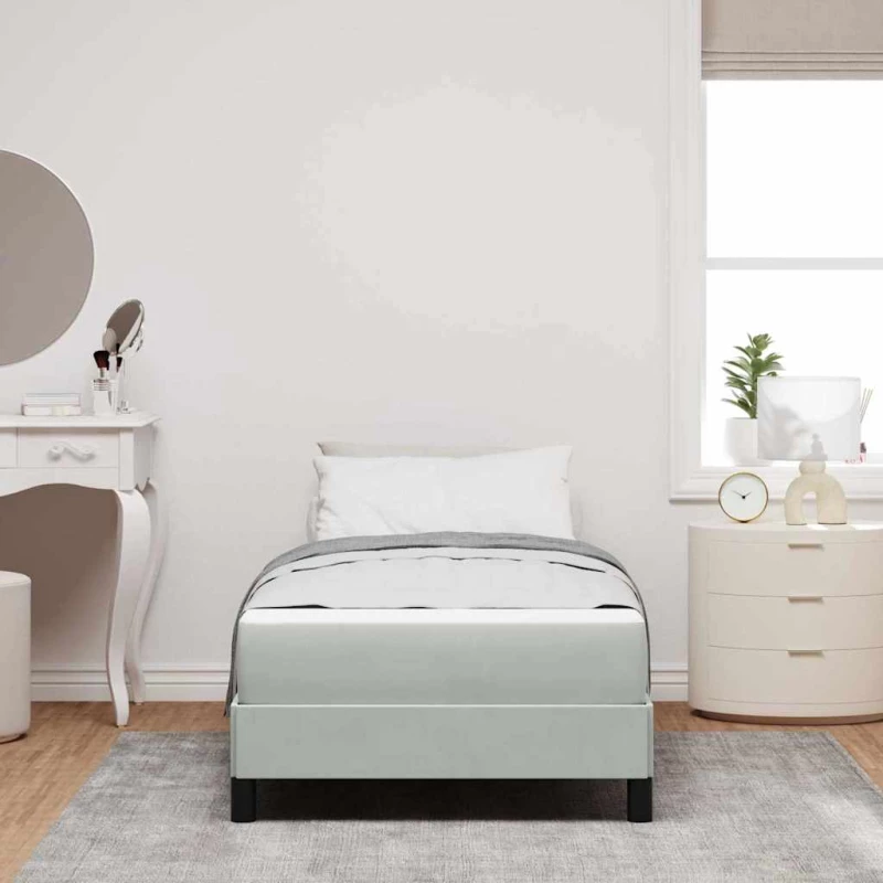 vidaXL Κρεβάτι box spring με στρώμα Ανοιχτό γκρι 100 x 200 cm Βελούδο