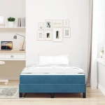 vidaXL Κρεβάτι box spring με στρώμα Σκούρο Μπλε 120 x 200 cm Βελούδο
