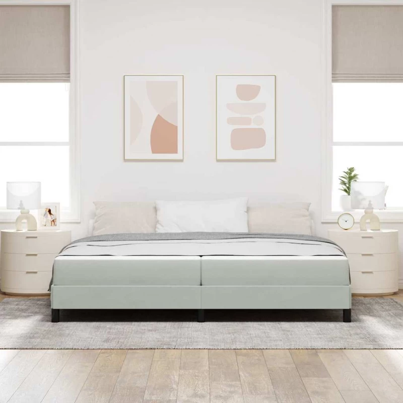 vidaXL Κρεβάτι box spring με στρώμα Ανοιχτό γκρι 200 x 200 cm Βελούδο
