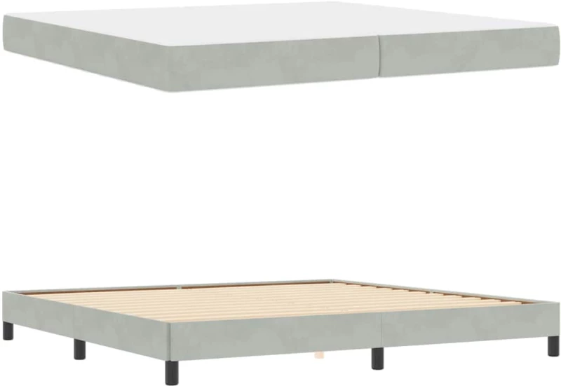 vidaXL Κρεβάτι box spring με στρώμα Ανοιχτό γκρι 200 x 200 cm Βελούδο