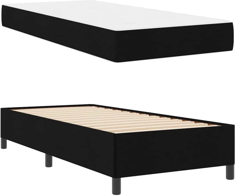 vidaXL Κρεβάτι με ελατήρια Μαύρο και Μαύρο 100 x 200 cm
