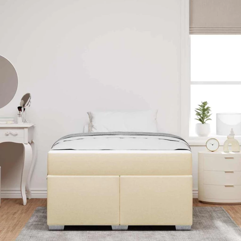 vidaXL Σκελετός Κρεβατιού Κρεμ 120 x 200 cm ύφασμα