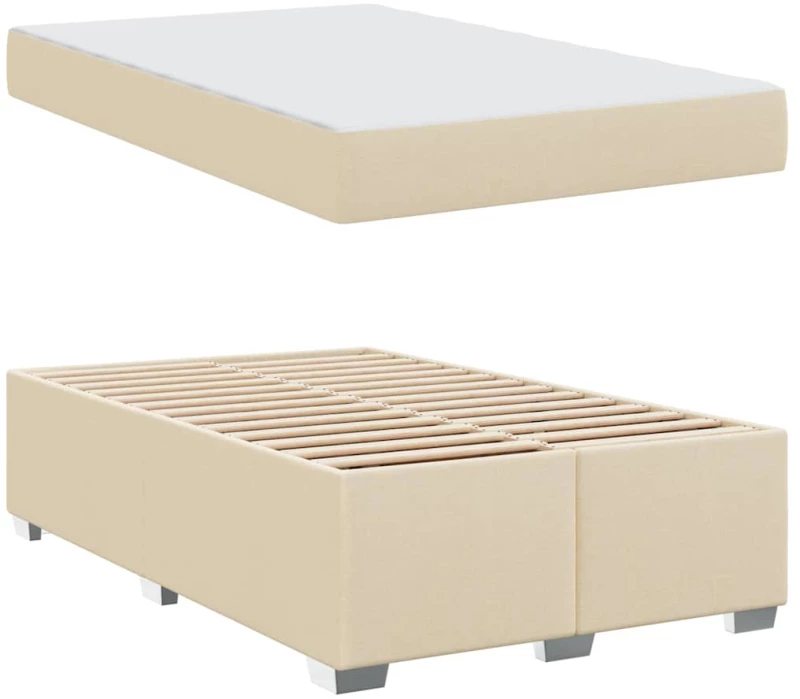 vidaXL Σκελετός Κρεβατιού Κρεμ 120 x 200 cm ύφασμα