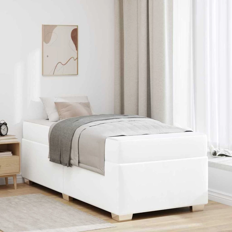 vidaXL Σκελετός Κρεβατιού Λευκό 90 x 200 cm Τεχνητό δέρμα