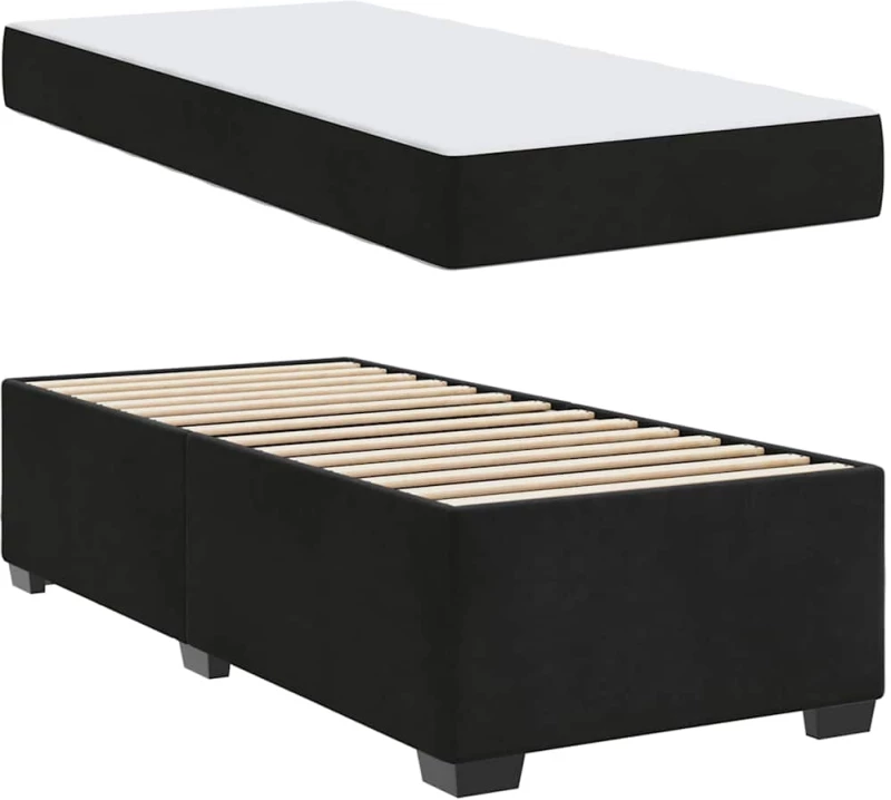 vidaXL Σκελετός κρεβατιού με στρώμα Μαύρο 90 x 200 cm Βελούδο