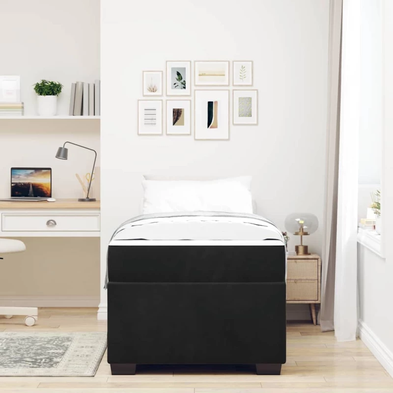 vidaXL Σκελετός κρεβατιού με στρώμα Μαύρο 100 x 200 cm Βελούδο