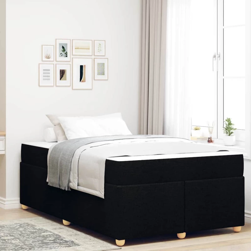 vidaXL Σκελετός Κρεβατιού με στρώμα Μαύρο 120 x 190 cm ύφασμα
