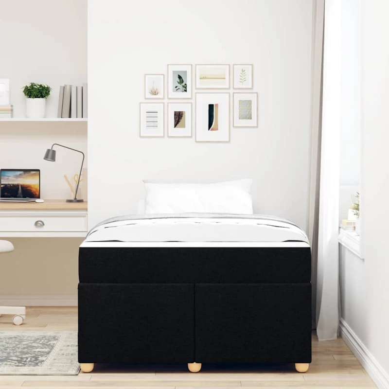 vidaXL Σκελετός Κρεβατιού με στρώμα Μαύρο 120 x 190 cm ύφασμα