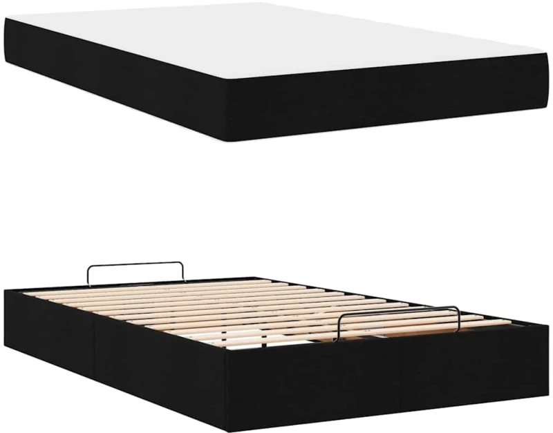 vidaXL Σκελετός Κρεβατιού με στρώμα Μαύρο 120 x 200 cm ύφασμα
