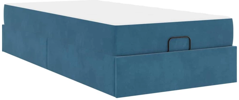 vidaXL Σκελετός Κρεβατιού με στρώμα Μπλε 90 x 200 cm Βελούδο