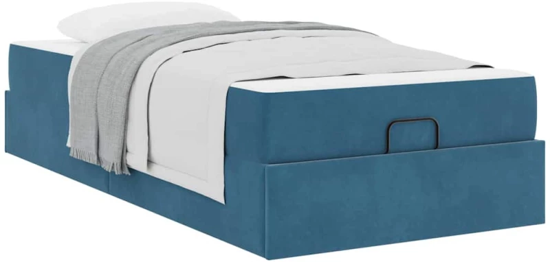 vidaXL Σκελετός Κρεβατιού με στρώμα Μπλε 90 x 200 cm Βελούδο