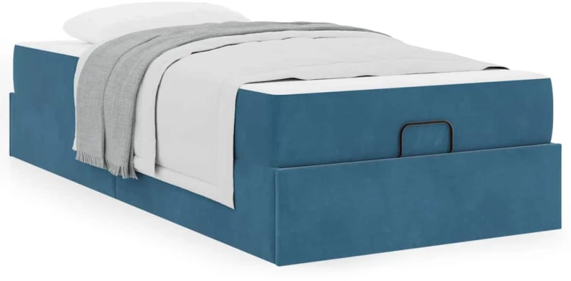 vidaXL Σκελετός Κρεβατιού με στρώμα Μπλε 90 x 200 cm Βελούδο
