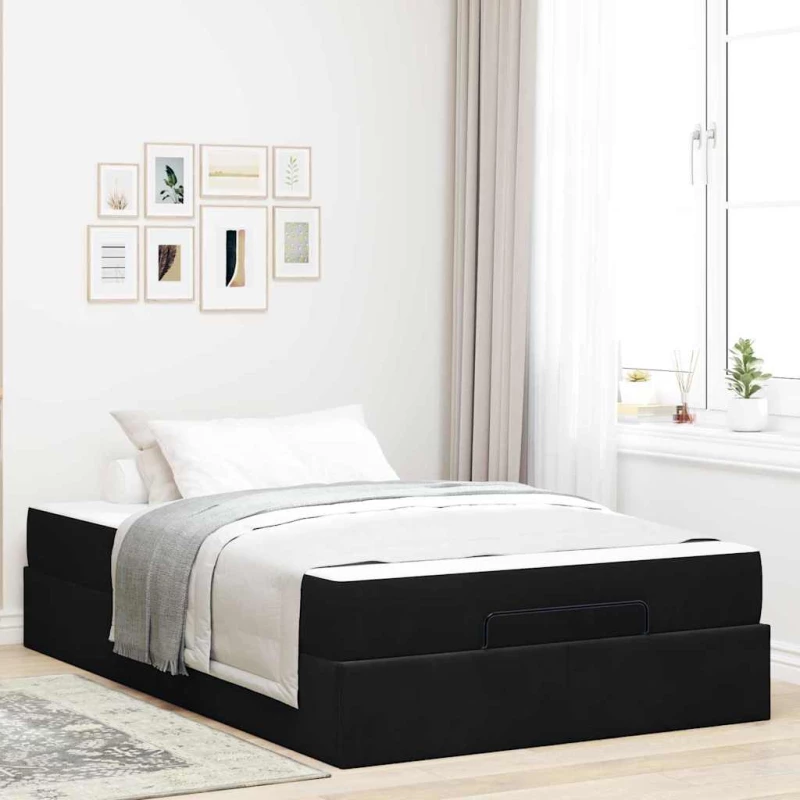 vidaXL Σκελετός Κρεβατιού με στρώμα Μαύρο 120 x 200 cm Βελούδο