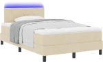 vidaXL Κρεβάτι με ελατήρια με στρώμα Κρεμ 120 x 200 cm ύφασμα