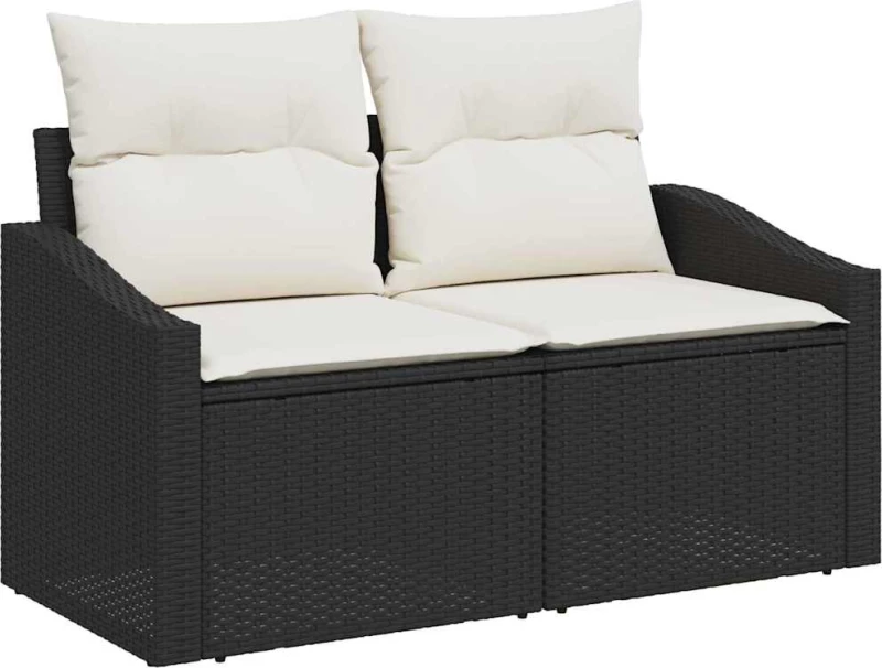 vidaXL Σετ Καναπέ Κήπου με μαξιλάρι 7 pcs Μαύρο Πολυ ράταν